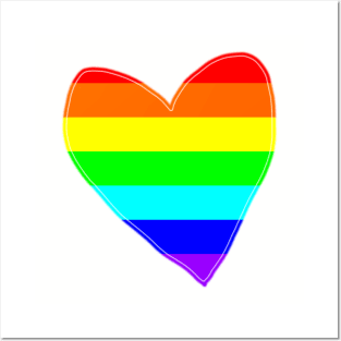 Bright Rainbow Love Heart Posters and Art